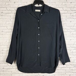 Everlane Women's 100% Silk Black Casual Button Down Shirt Size 12